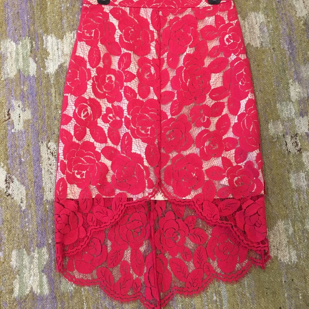 Love the Label red lace skirt